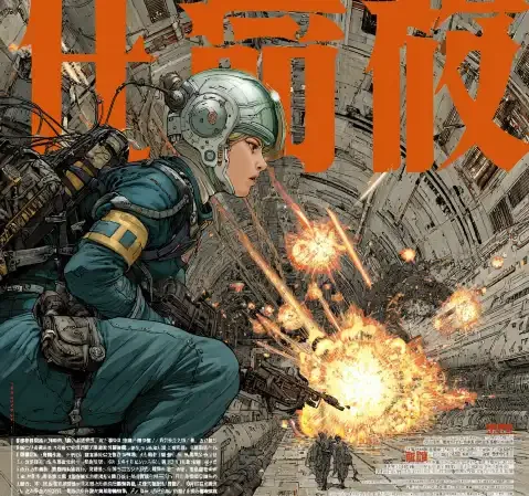 《星港旅人》科幻题材漫画封面，一艘飞船驶离空间站